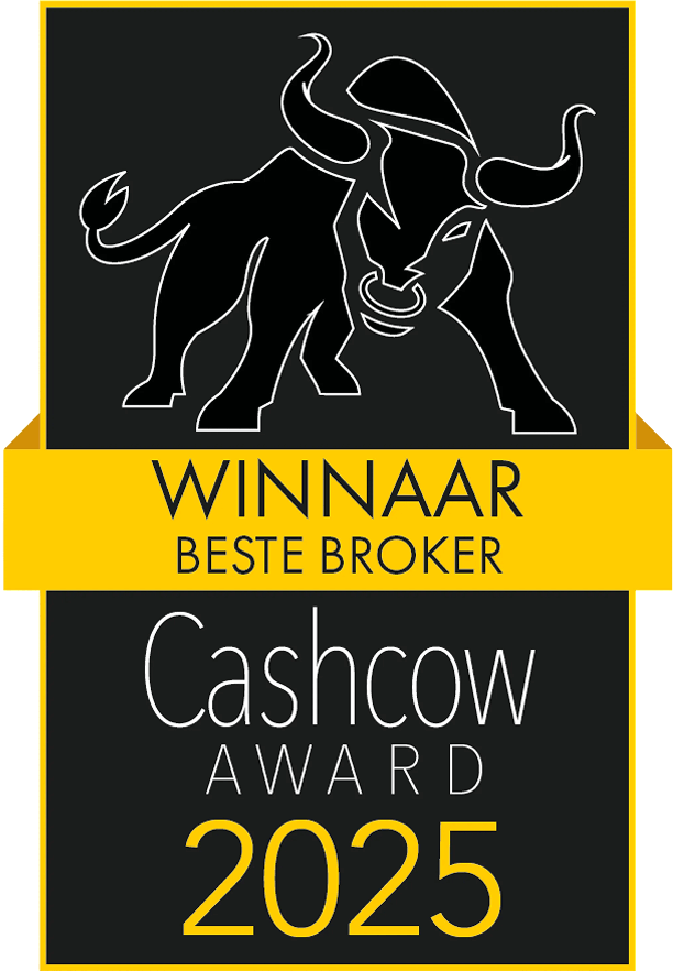 Cashcow Award 2025 für Gewinner Bester Broker mit Bullen-Illustration