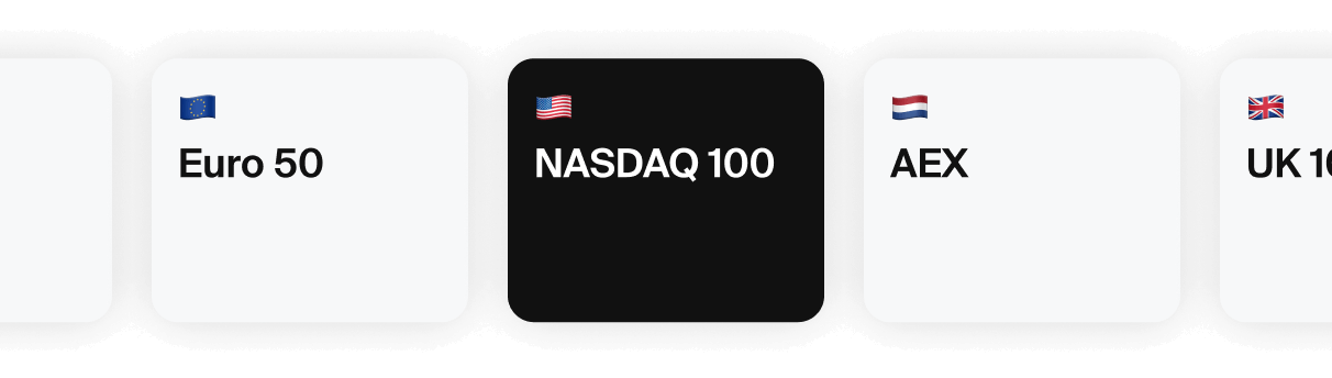 Mosaicos de índices bursátiles mostrando Euro 50, NASDAQ 100, AEX e índice del Reino Unido